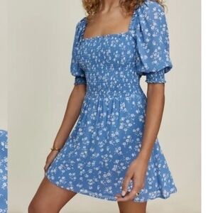 New with tags Reformation Elle Dress in Lassen Floral Smocked Mini Dress